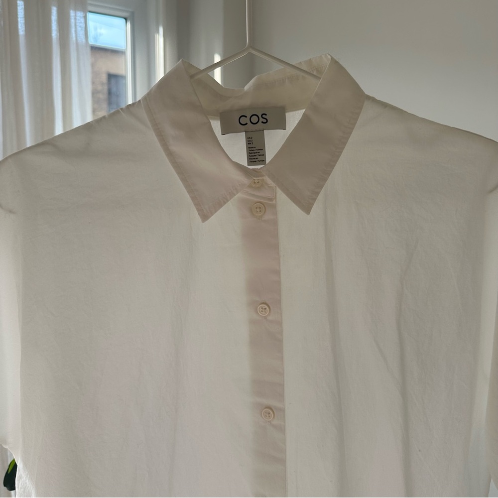 COS White Poplin Cotton Short-Sleeve Button-Down Shirt Women US 2 — NWOT - Picture 8 of 8